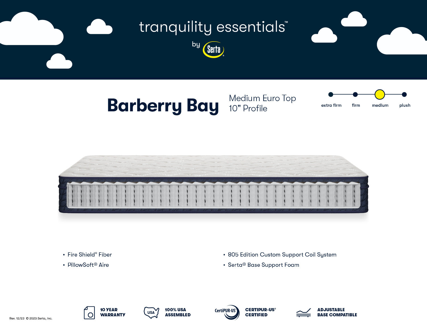 Serta 10" Barberry Bay Medium Euro Top (In-Store Pickup Only)