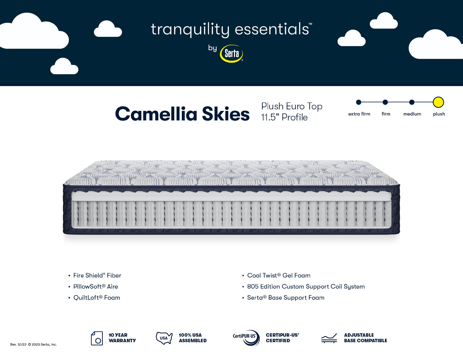 Serta 11.5" Camellia Skies Plush Euro Top