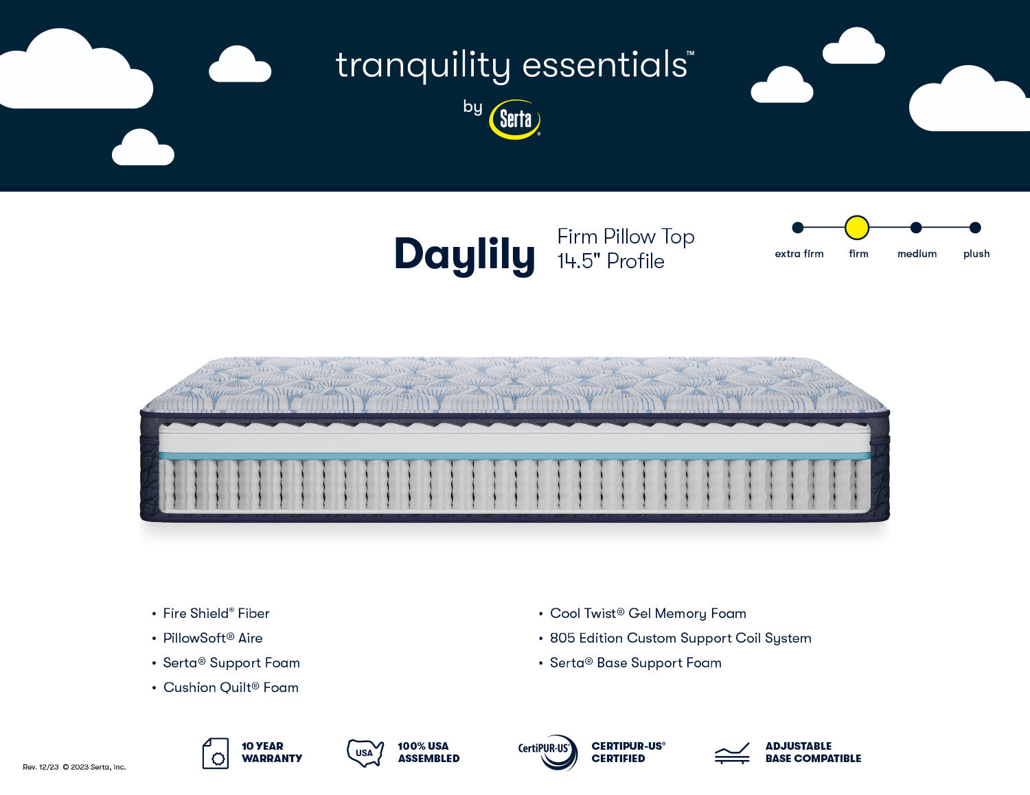 Serta 14.5" Daylily Firm Pillow Top