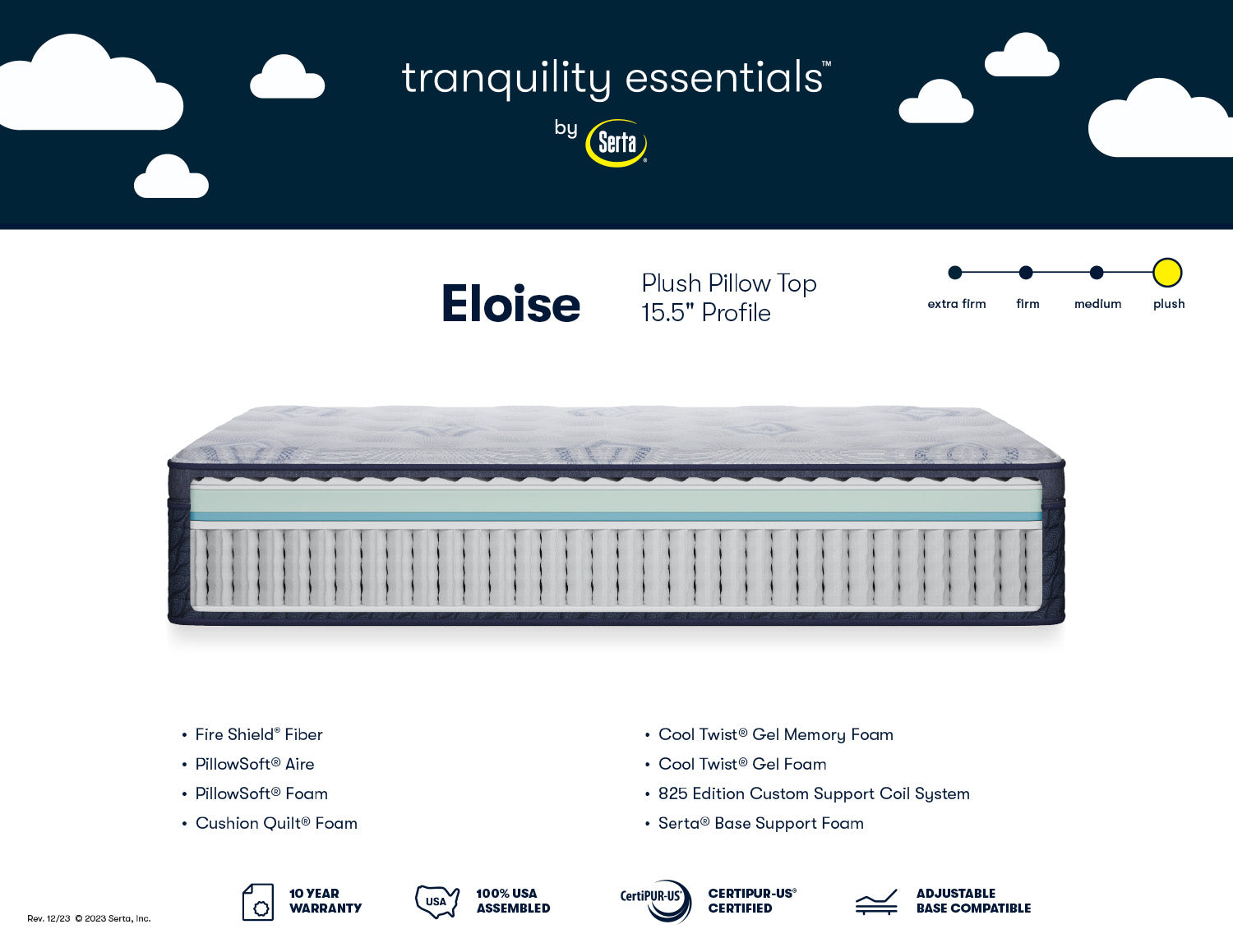 Serta 15.5" Eloise Plush Pillow Top