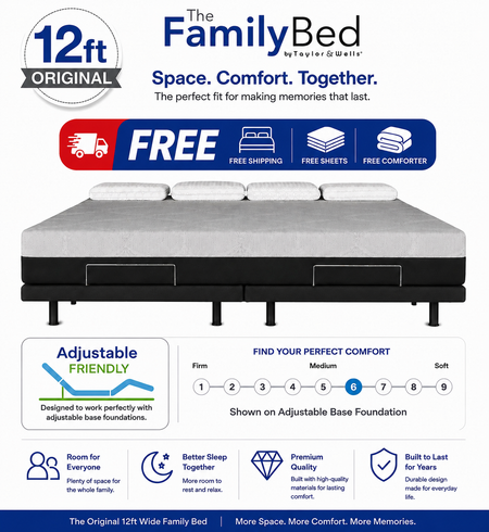 The Family Bed XL 12 Foot Gel Memory Foam Mattress