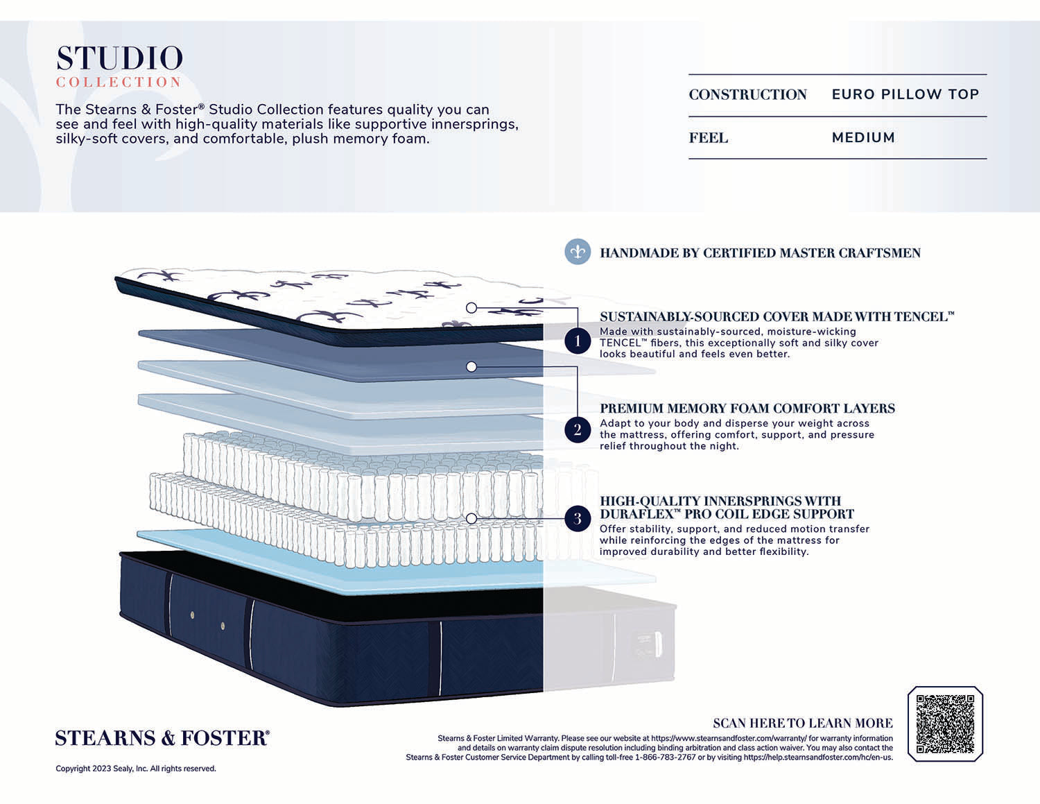 14.5" Stearns & Foster Studio Medium Pillow Top