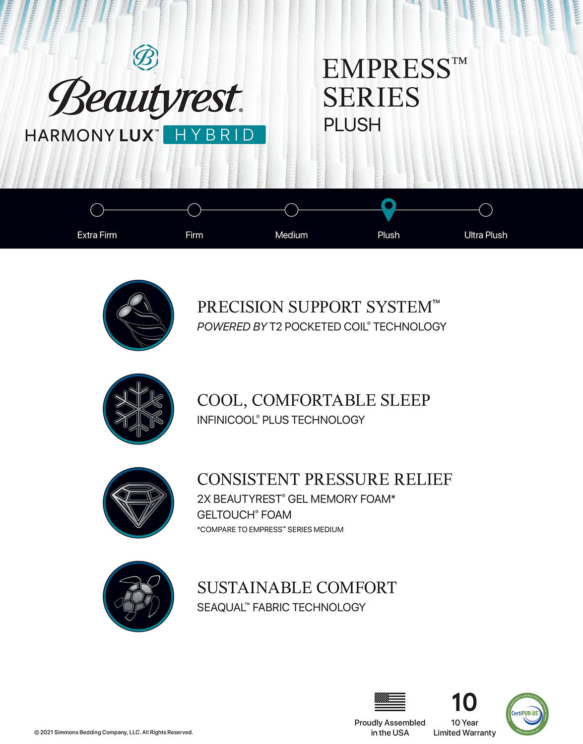 13.5" Beautyrest Harmony Lux Empress Hybrid Plush